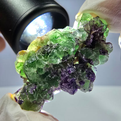 Cube de fluorite fantôme, zonal, spécimen de muscovite, Erongo, Namibie, 40 x 23 x 17 mm 