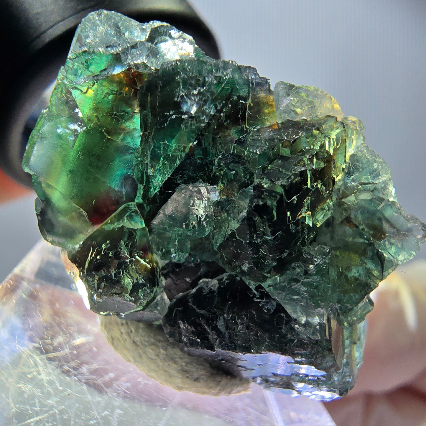 Rare spécimen de cube de fluorite, vert violet, Okorusu, Namibie, 34 x 23 x 19 mm 