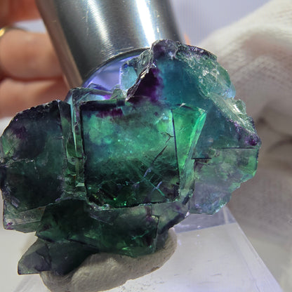 Clear Phantom Fluorite Cube Specimen zonal green purple Okorusu, Namibia 32*24*15mm 