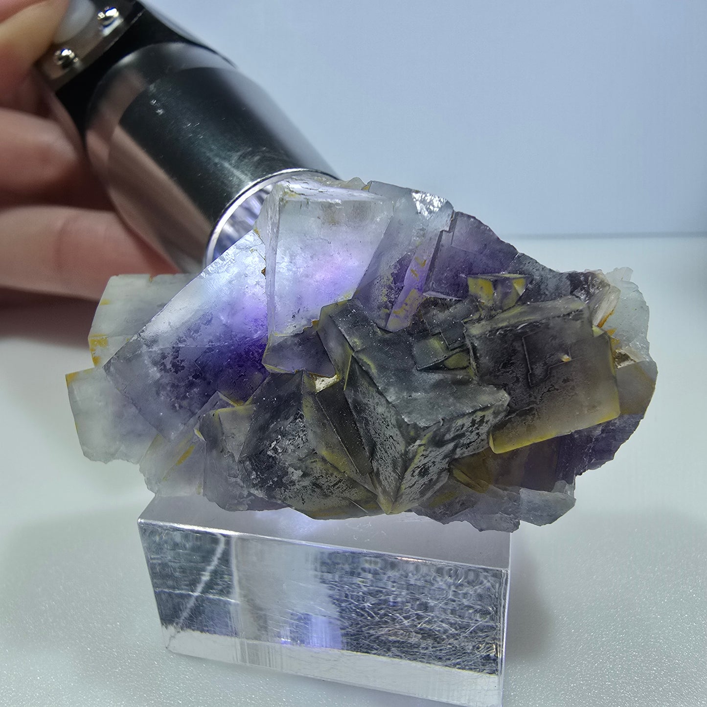 Seltene Phantom Fluorit Würfel Stufe blau lila Okorusu, Namibia 50*28*22mm
