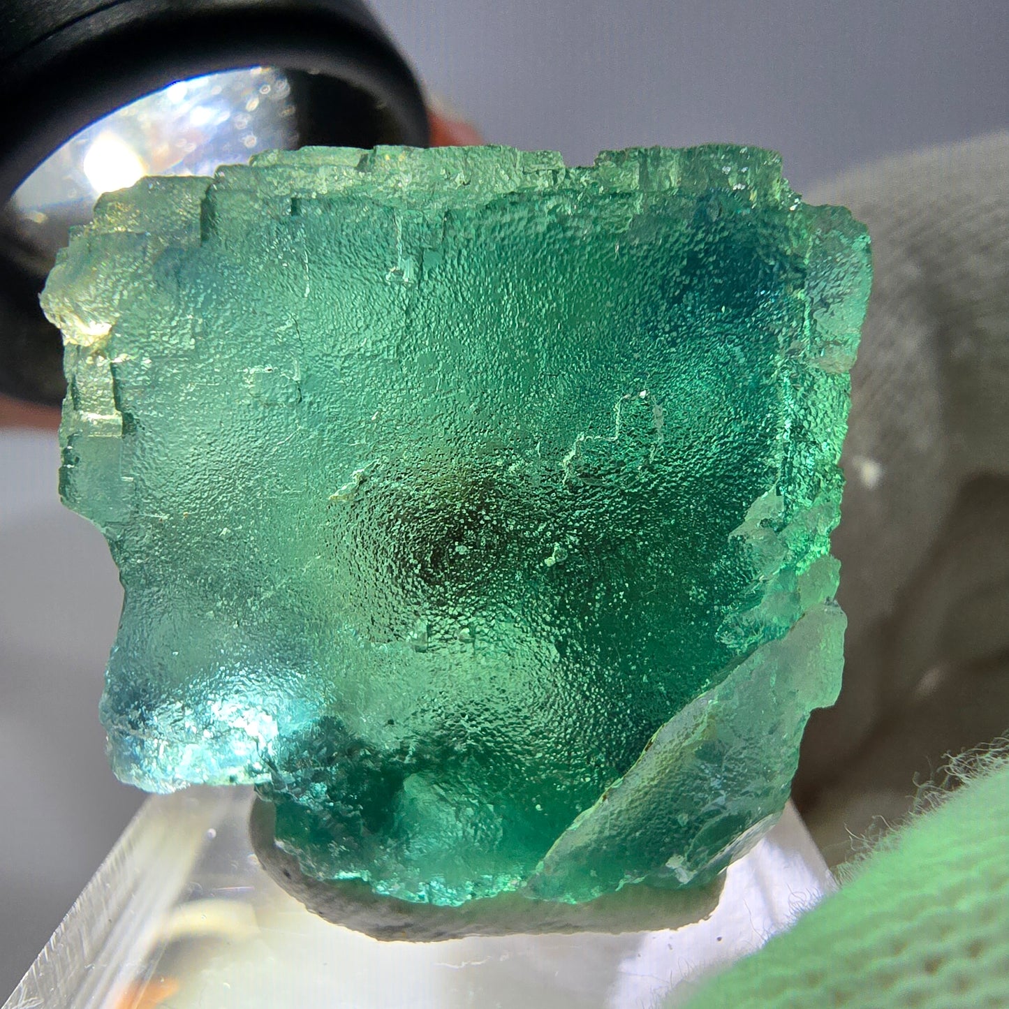 Spécimen de cube de fluorite fantôme parqueté vert turquoise Okorusu, Namibie 36*26*22mm 