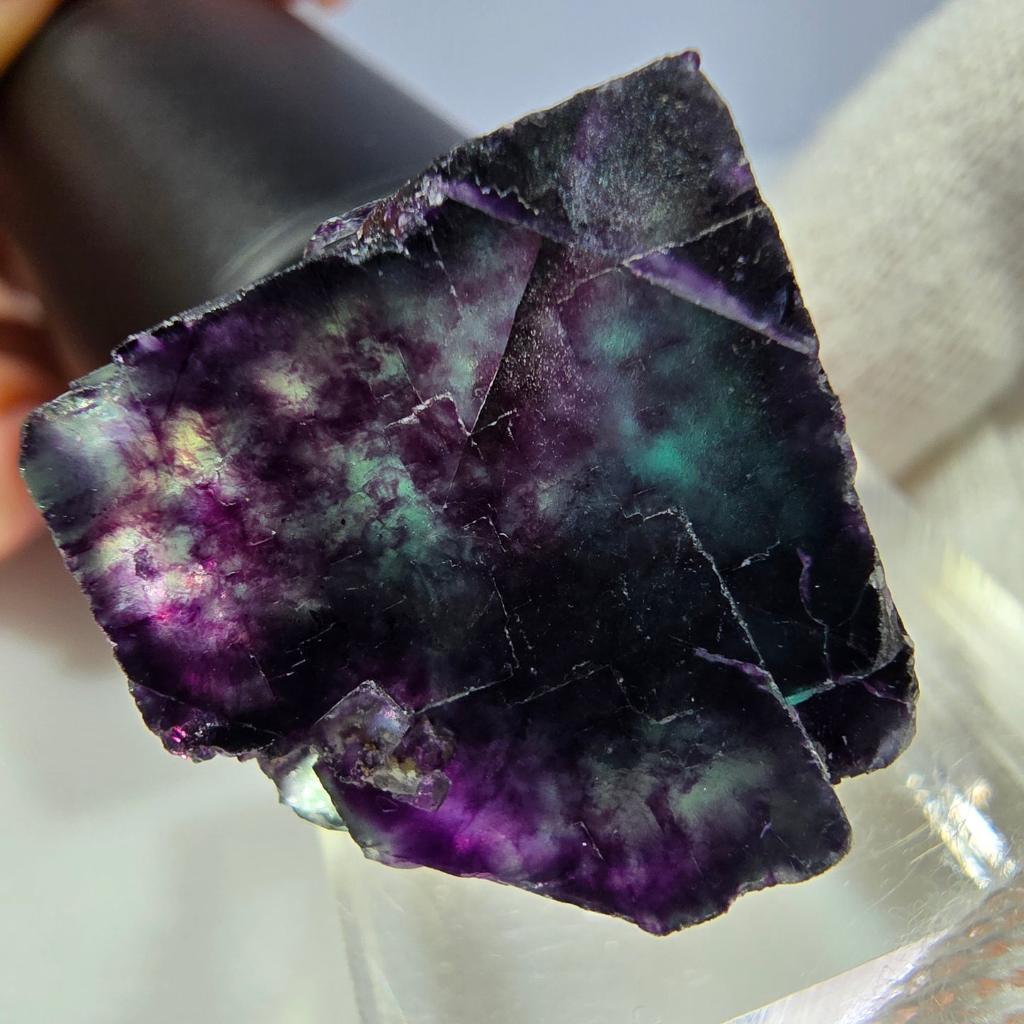 Seltener Phantom Fluorit Würfel, zonal grün lila Okorusu, Namibia 29*24*20mm