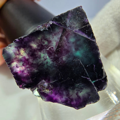 Seltener Phantom Fluorit Würfel, zonal grün lila Okorusu, Namibia 29*24*20mm