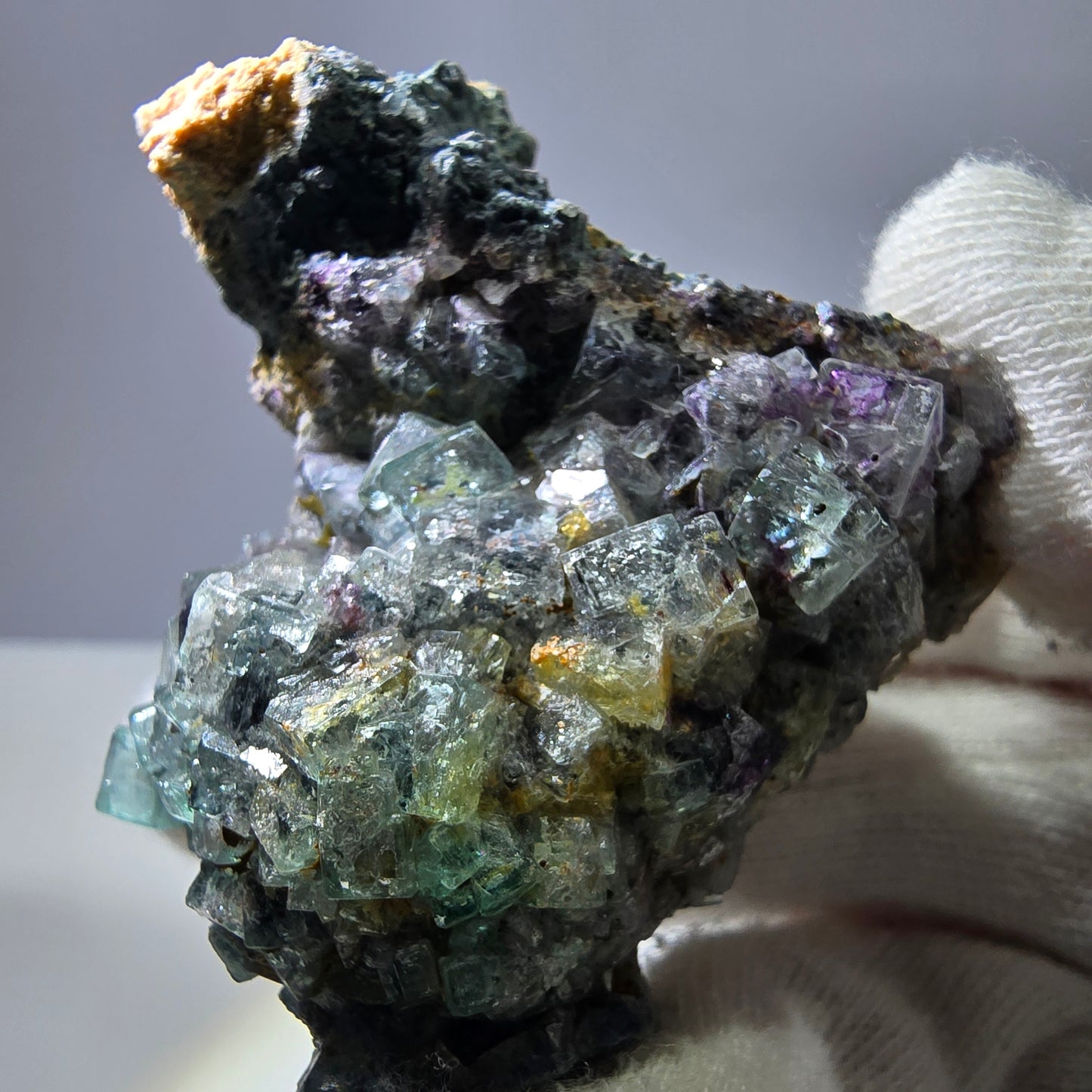 Cube de fluorite fantôme zonal, spécimen d'orthose, Erongo, Namibie, 61 x 50 x 32 mm 