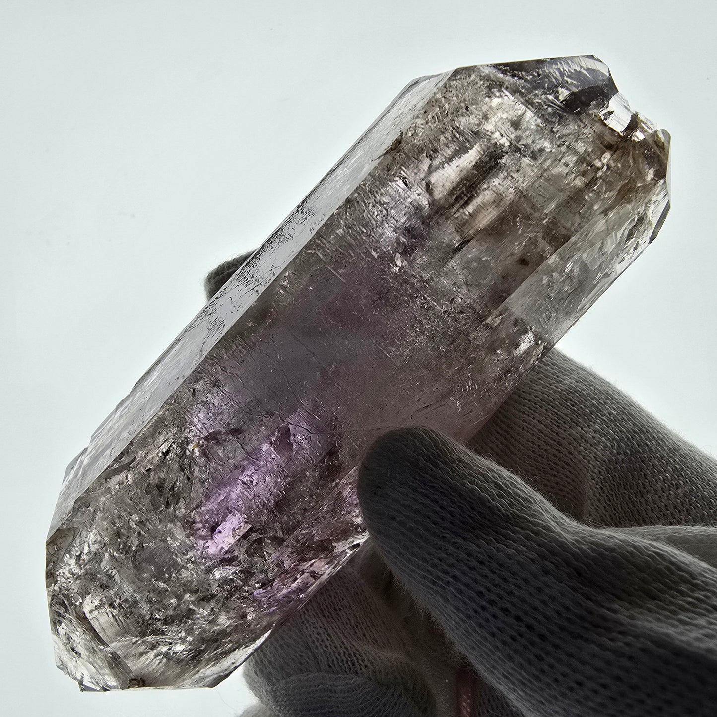 Sceptre d'améthyste squelette Enhydro DT UV Calcite 2x Bubble Valentine Pocket Namibie 99*35*31mm 