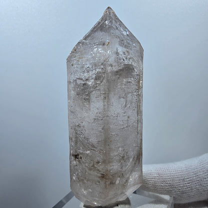 Sceptre DT Enhydro en quartz fumé squelette, 2 gobos de poche Bubble Valentine. Namibie 85 x 32 x 27 mm 