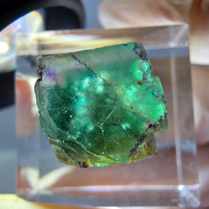 Phantom Fluorit Würfel parkettiert, grün lila Okorusu, Namibia 12*12*12mm