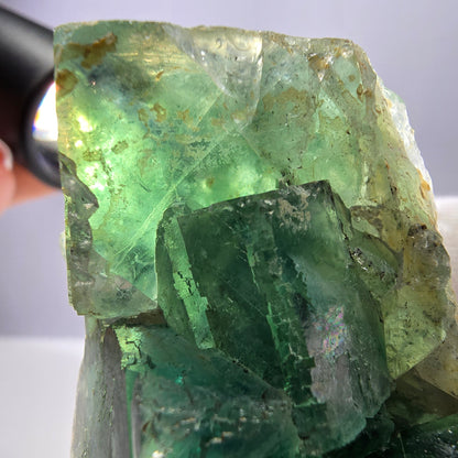 Seltene Phantom Fluorit Würfel Stufe parkettiert grün Okorusu Namibia 68*47*25mm