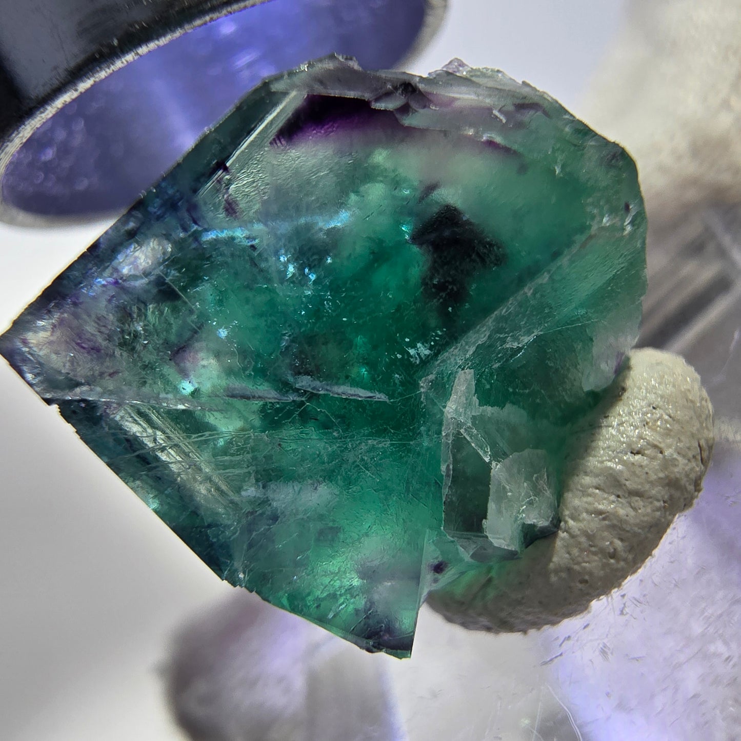 Rare Phantom Fluorite Cube, zonal green purple Okorusu, Namibia 19*17*13mm 