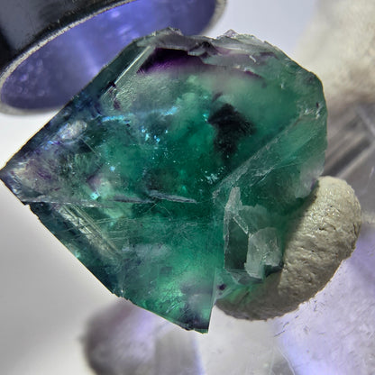 Rare Phantom Fluorite Cube, zonal green purple Okorusu, Namibia 19*17*13mm 