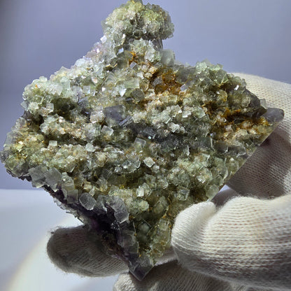 Grand spécimen de cube de fluorite fantôme, double face, vert violet Okorusu Namibie 84*80*27mm 
