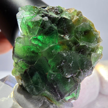 Cube de fluorite fantôme, spécimen hexagonal de tourmaline muscovite Schorl, Erongo, Namibie, 35 x 31 x 20 mm 