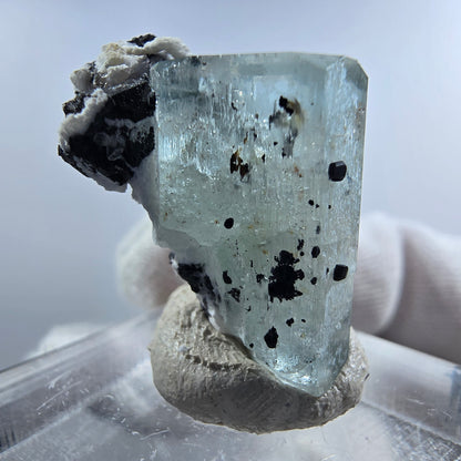 Aigue-marine de Setlene, tourmaline de Schörl, stade orthose Erongo, Namibie 24*23*17 mm 