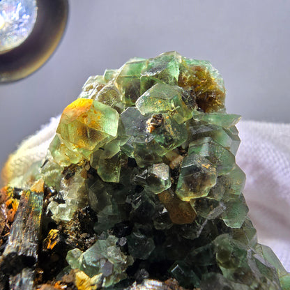 Fluorite fantôme Schörl Tourmaline Hyalite Quartz fumé Erongo Namibie 77*60*57mm 