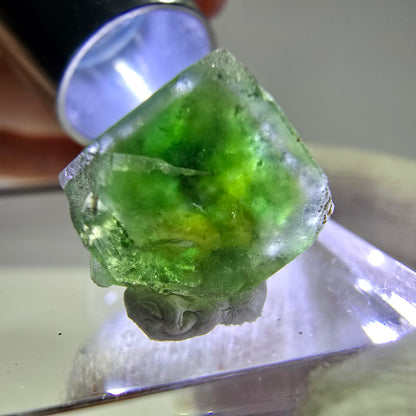 Lot de 2 cubes de fluorite fantôme, spécimen de muscovite d'Erongo, Namibie, 22 + 14 mm 
