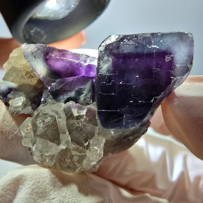 Rare cube de fluorite fantôme, spécimen de quartz violet Okorusu, Namibie, 42 x 30 x 24 mm 
