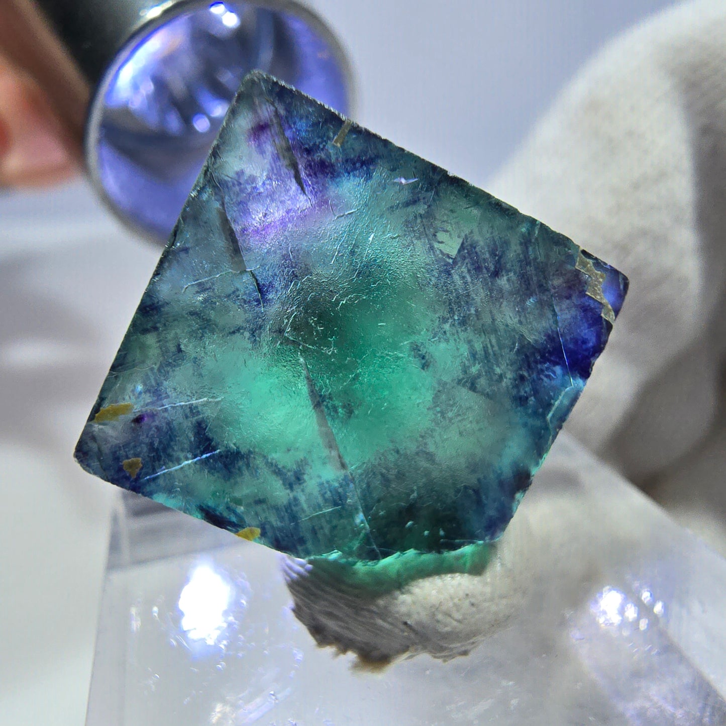 Rare Phantom Fluorite Cube, zonal green purple Okorusu, Namibia 22*22*13mm 
