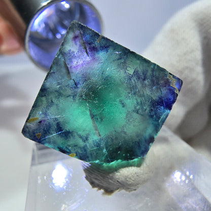 Rare Phantom Fluorite Cube, zonal green purple Okorusu, Namibia 22*22*13mm 