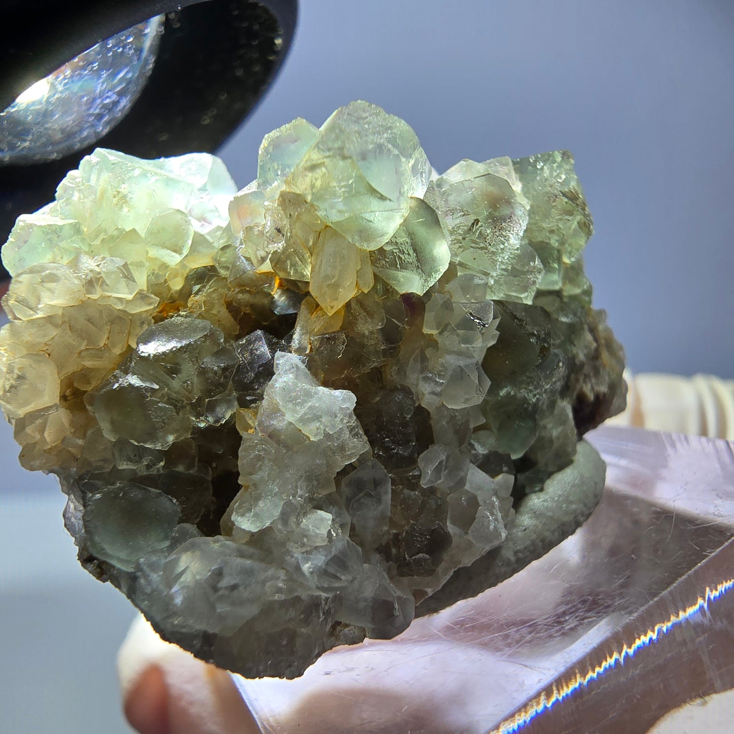 Phantom Fluorit Würfel, Quarz Stufe, grün Okorusu, Namibia 31*25*20mm