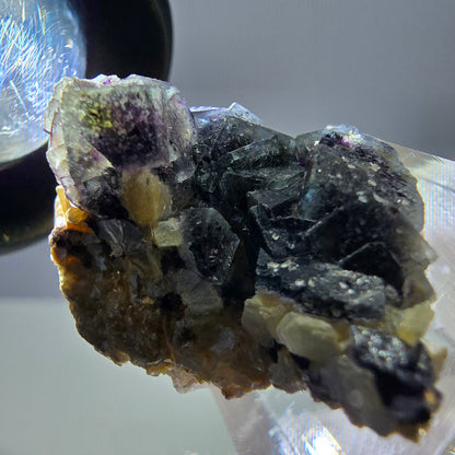 Cubes de fluorite fantôme colorés, spécimen de muscovite, Erongo, Namibie, 31 x 25 x 23 mm 