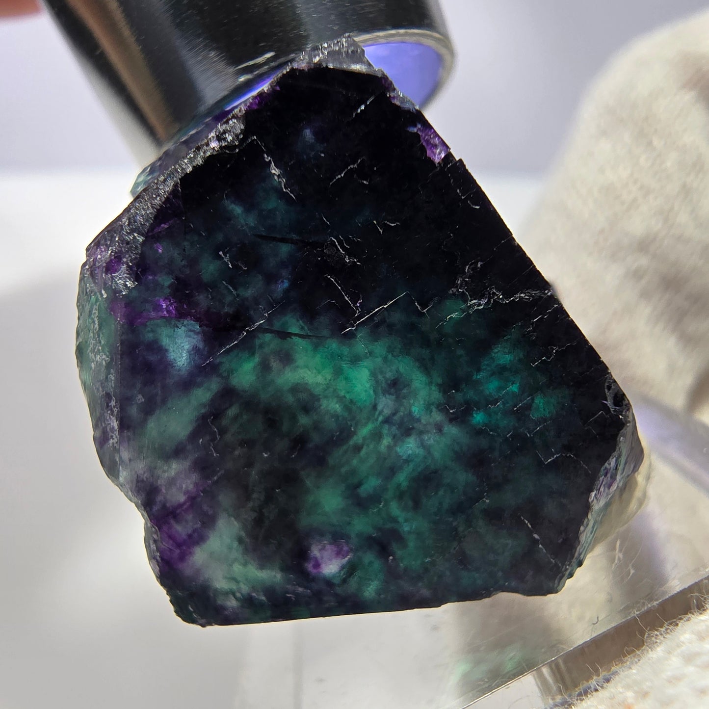 Rare Phantom Fluorite Cube Specimen zonal green purple Okorusu, Namibia 34*33*19mm 