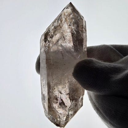 Quartz fumé squelette Enhydro DT, calcite UV, 1 poche Bubble Valentine, Namibie 87 x 34 x 24 mm 