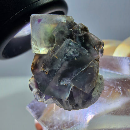 Phantom Fluorit Würfel Stufe, parkettiert grün lila Okorusu, Namibia 20*17*15mm