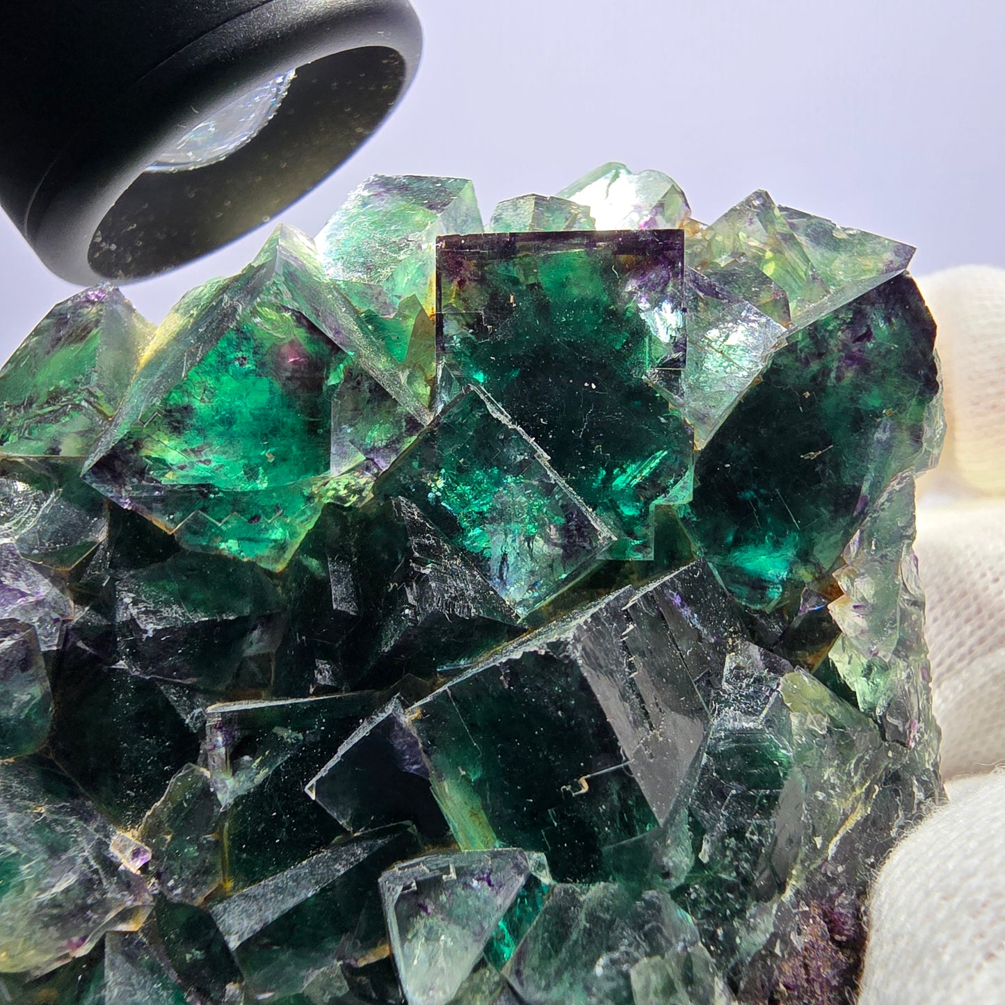 Phantom Fluorit Würfel Stufe, parkettiert grün lila Okorusu, Namibia 81*63*31mm