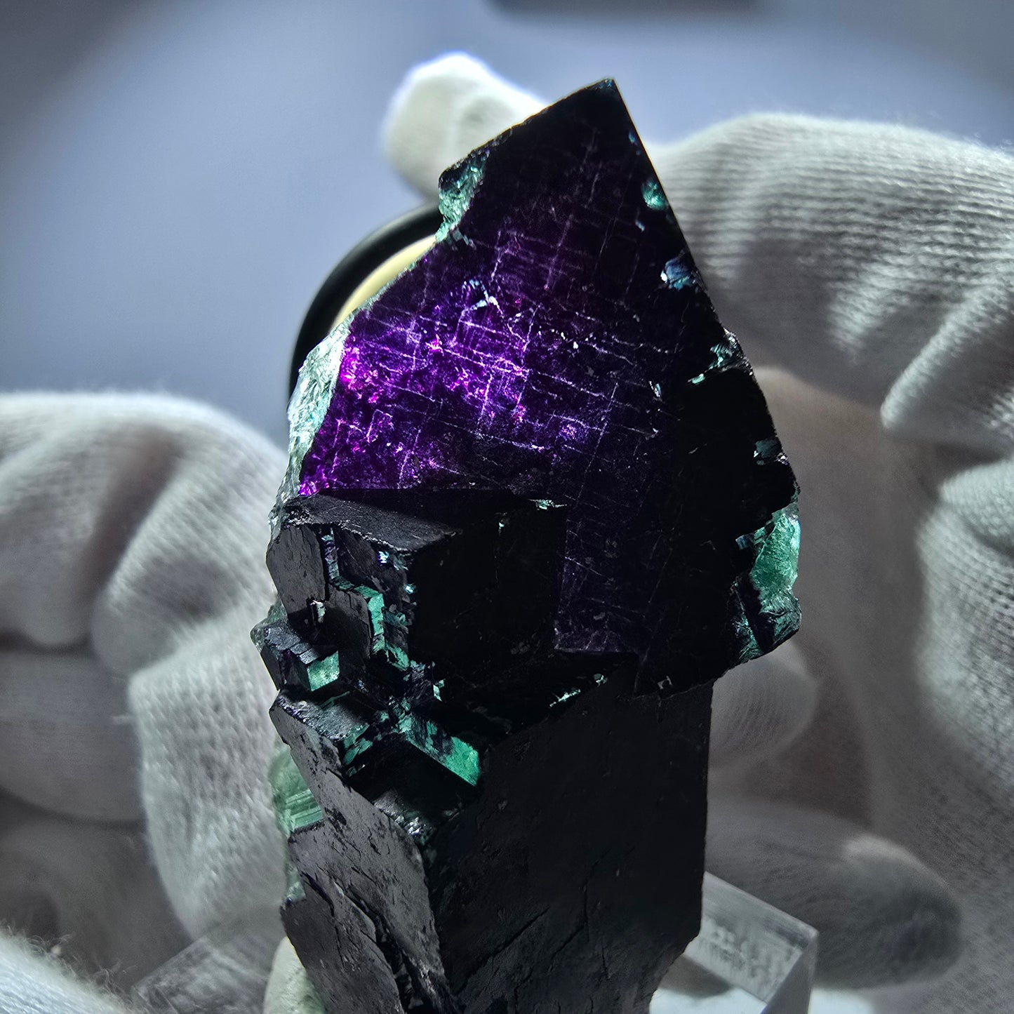 Fluorit Würfel Stufe, parkettiert grün lila 11:11 Angel Pocket Okorusu, Namibia 53*28*29mm