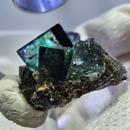 Klare Phantom Fluorit Würfel Stufe zonal grün lila Okorusu, Namibia 28*24*15mm
