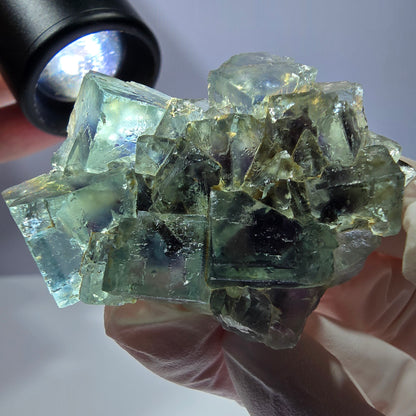 Phantom Fluorite Cube Specimen, parquetted green purple Okorusu, Namibia 49*34*13mm 