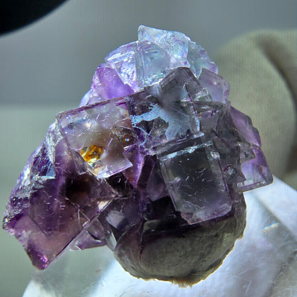 Spécimen zonal de cube de fluorite fantôme, vert violet, Okorusu, Namibie, 24 x 17 x 14 mm 