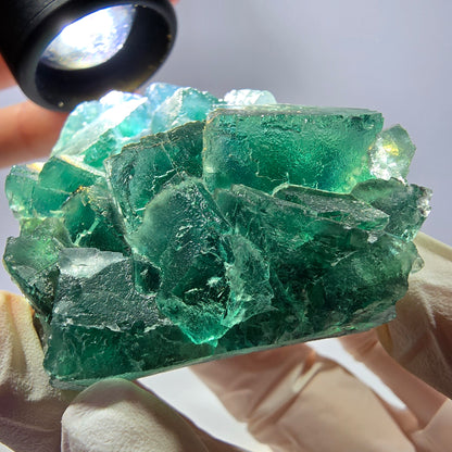 Rare spécimen de cube de fluorite fantôme, parqueté vert Okorusu, Namibie, 61 x 48 x 24 mm 