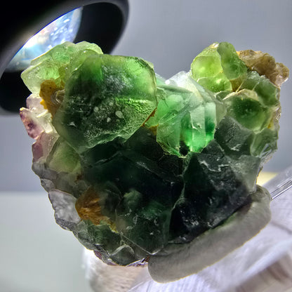 Cube de fluorite fantôme, spécimen hexagonal de tourmaline muscovite Schorl, Erongo, Namibie, 32 x 27 x 19 mm 