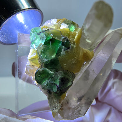 Phantom Fluorit Würfel Rauchqaurz Muskovit Stufe Erongo, Namibia 37*29*23mm