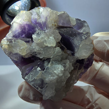 Rare cube de fluorite fantôme, spécimen de quartz violet Okorusu, Namibie, 53 x 42 x 24 mm 