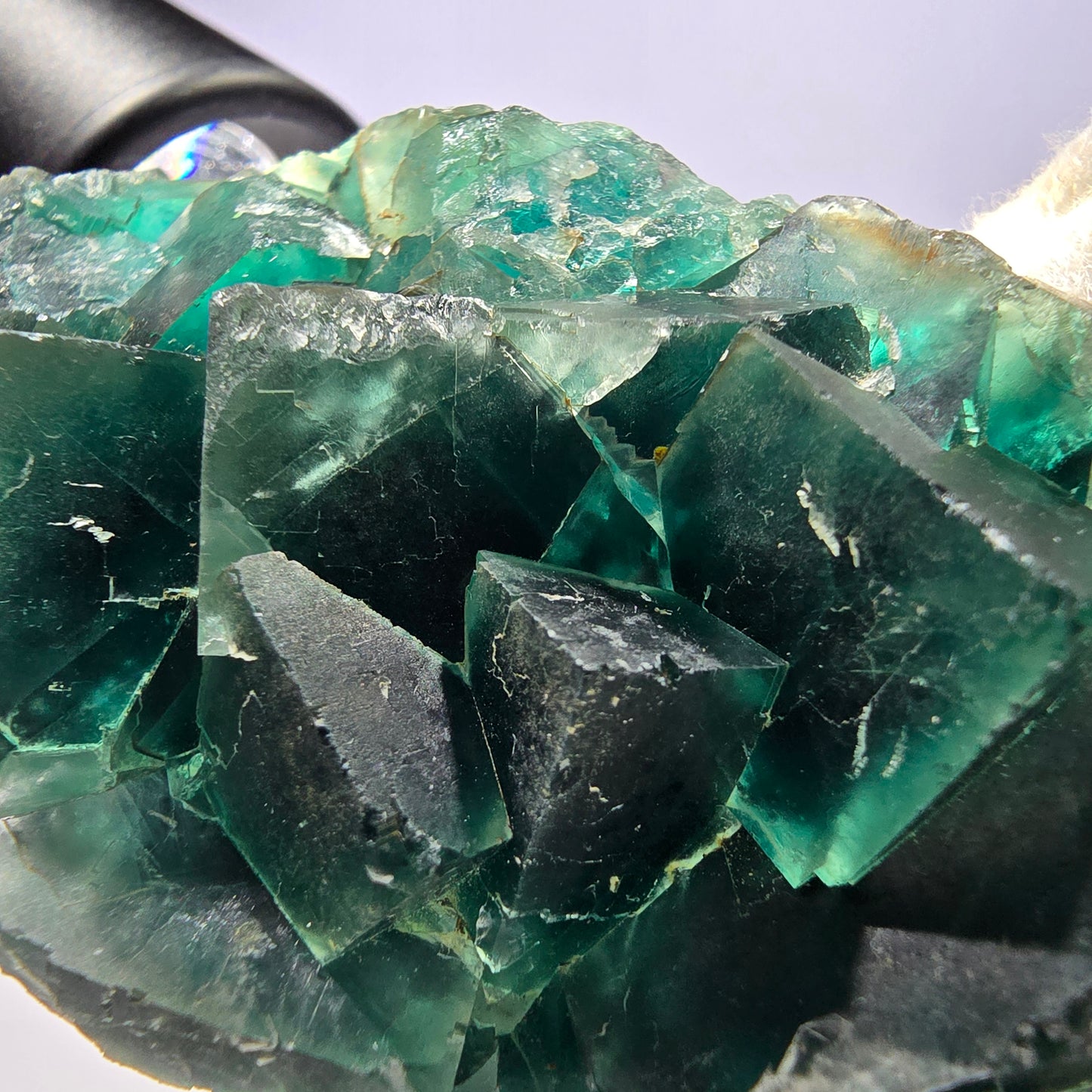 Seltene Phantom Fluorit Würfel Stufe parkettiert grün Okorusu Namibia 82*41*23mm