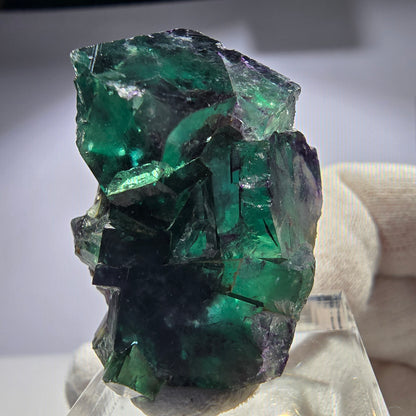 Seltene Phantom Fluorit Würfel Stufe zonal grün lila Okorusu, Namibia 38*28*24mm