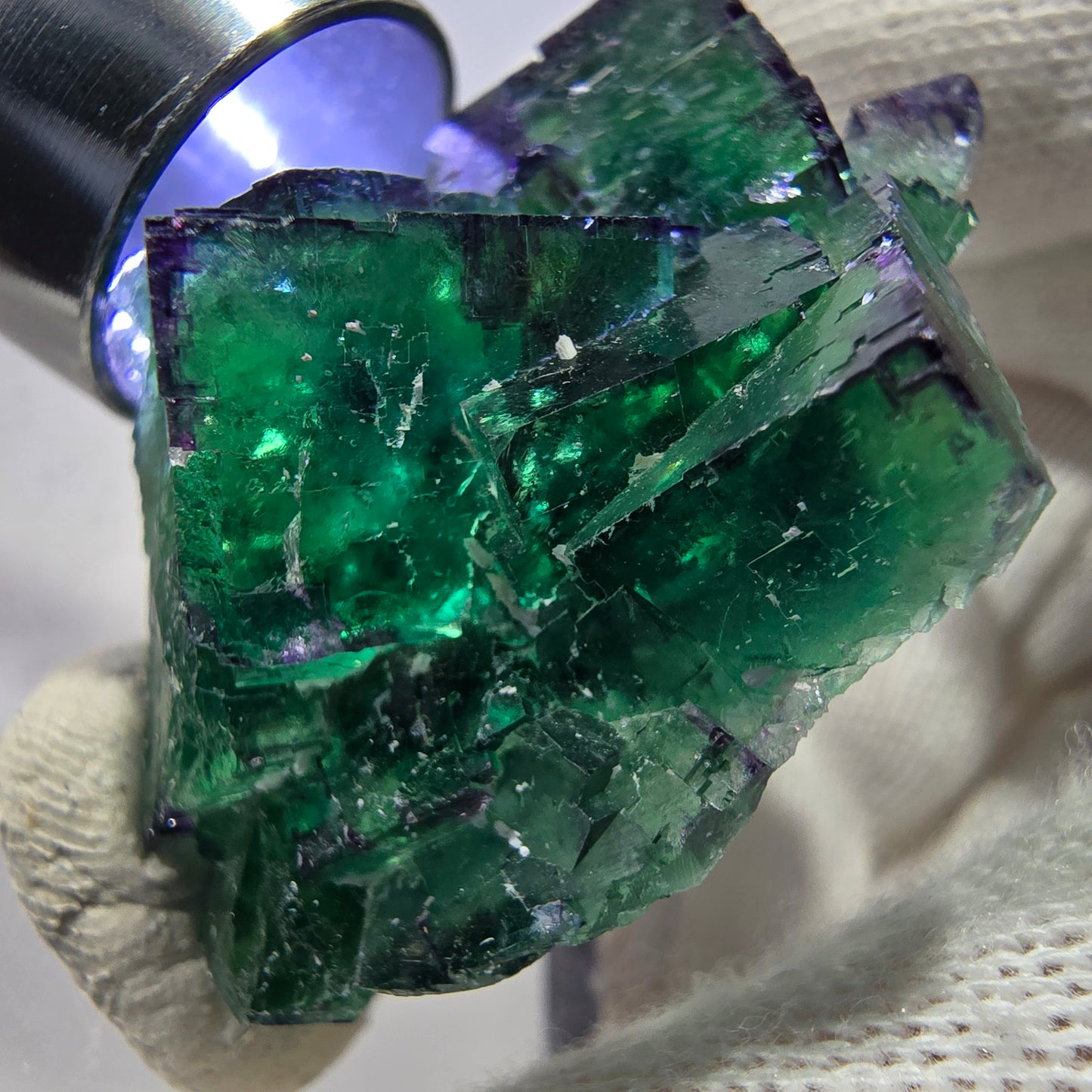 Rare Phantom Fluorite Cube Specimen zonal green purple Okorusu, Namibia 47*33*21mm 