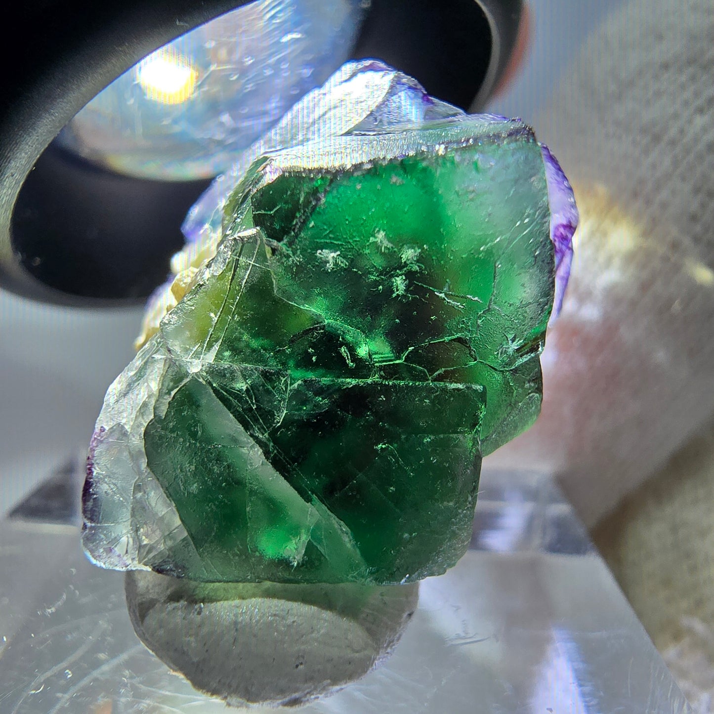 Cube de fluorite fantôme zonal, spécimen de muscovite, Erongo, Namibie, 22 x 20 x 15 mm 