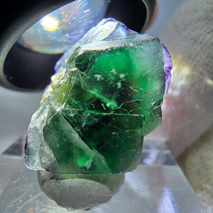 Cube de fluorite fantôme zonal, spécimen de muscovite, Erongo, Namibie, 22 x 20 x 15 mm 