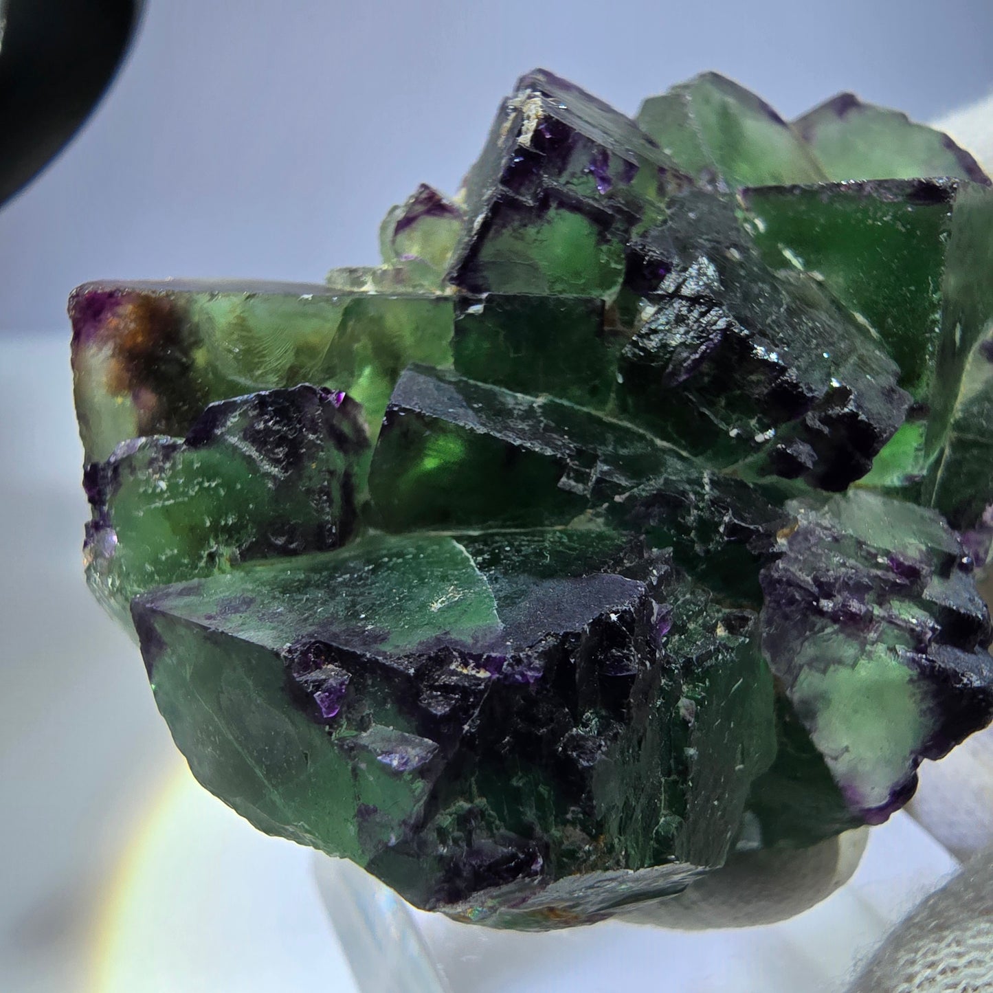 Seltene Phantom Fluorit Würfel Stufe zonal grün lila Okorusu, Namibia 61*41*27mm