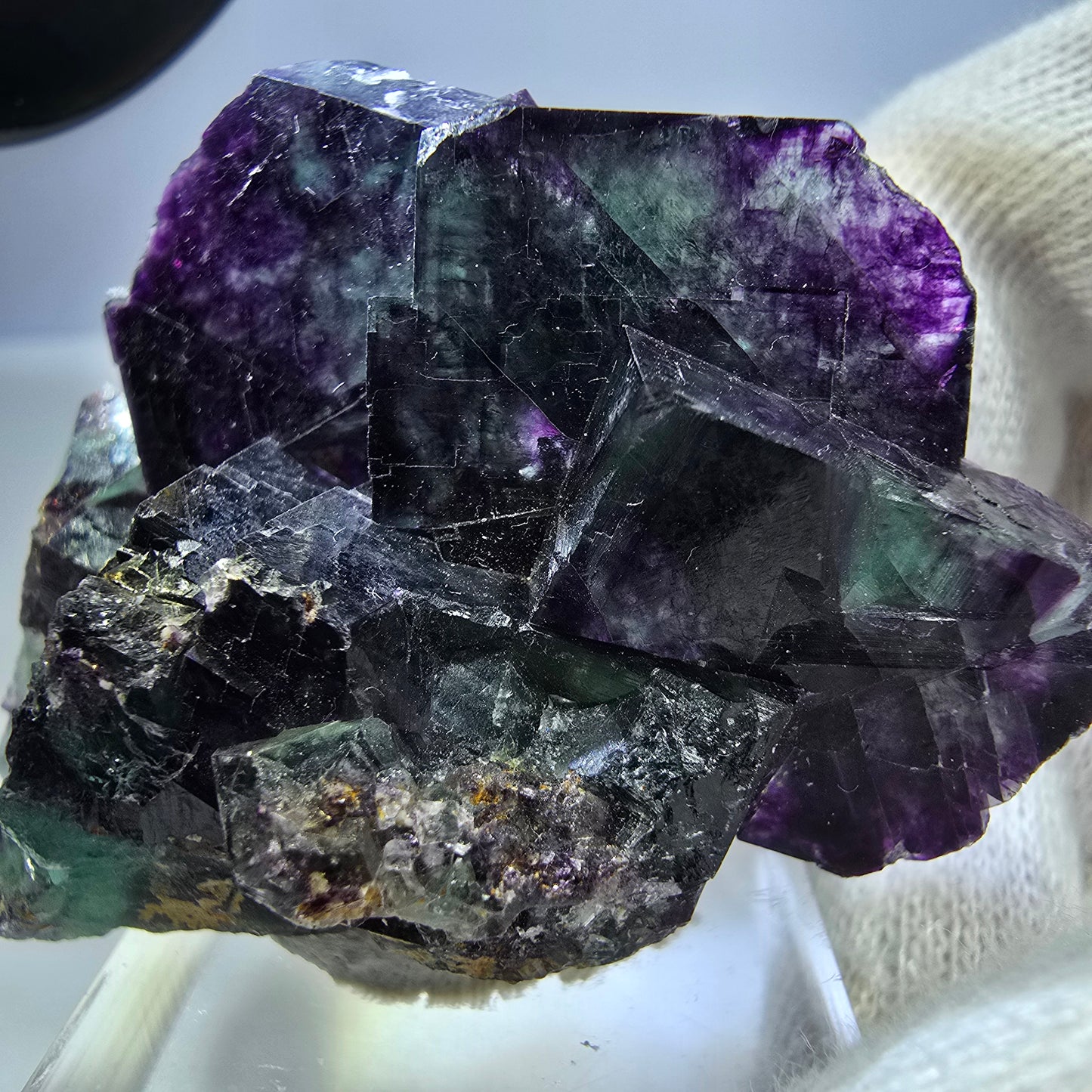 Seltene Phantom Fluorit Würfel Stufe zonal grün lila Okorusu, Namibia 43*38*18mm