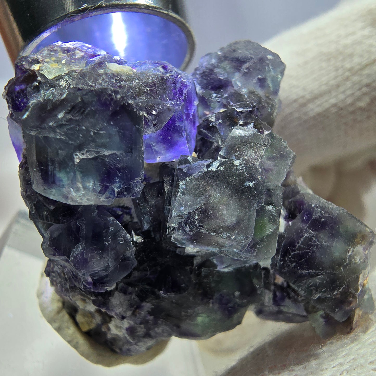 Clear Phantom Fluorite Cube Specimen zonal green purple Okorusu, Namibia 41*37*25mm 