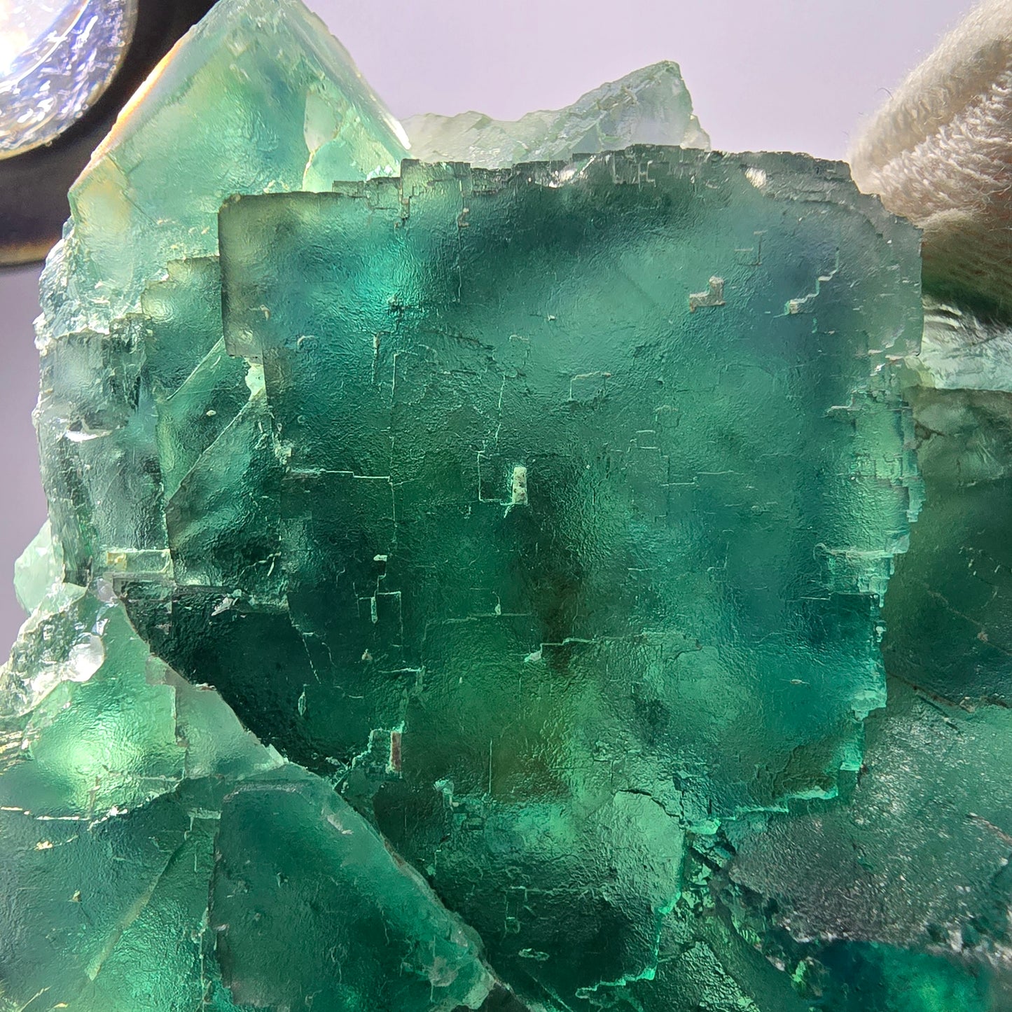 Rare spécimen de cube de fluorite fantôme, parqueté vert Okorusu, Namibie, 77 x 73 x 27 mm 