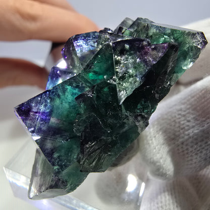 Klare Phantom Fluorit Würfel Stufe zonal grün lila Okorusu, Namibia 43*35*19mm