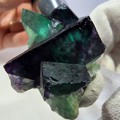 Clear Phantom Fluorite Cube Specimen zonal green purple Okorusu, Namibia 51*33*33mm 