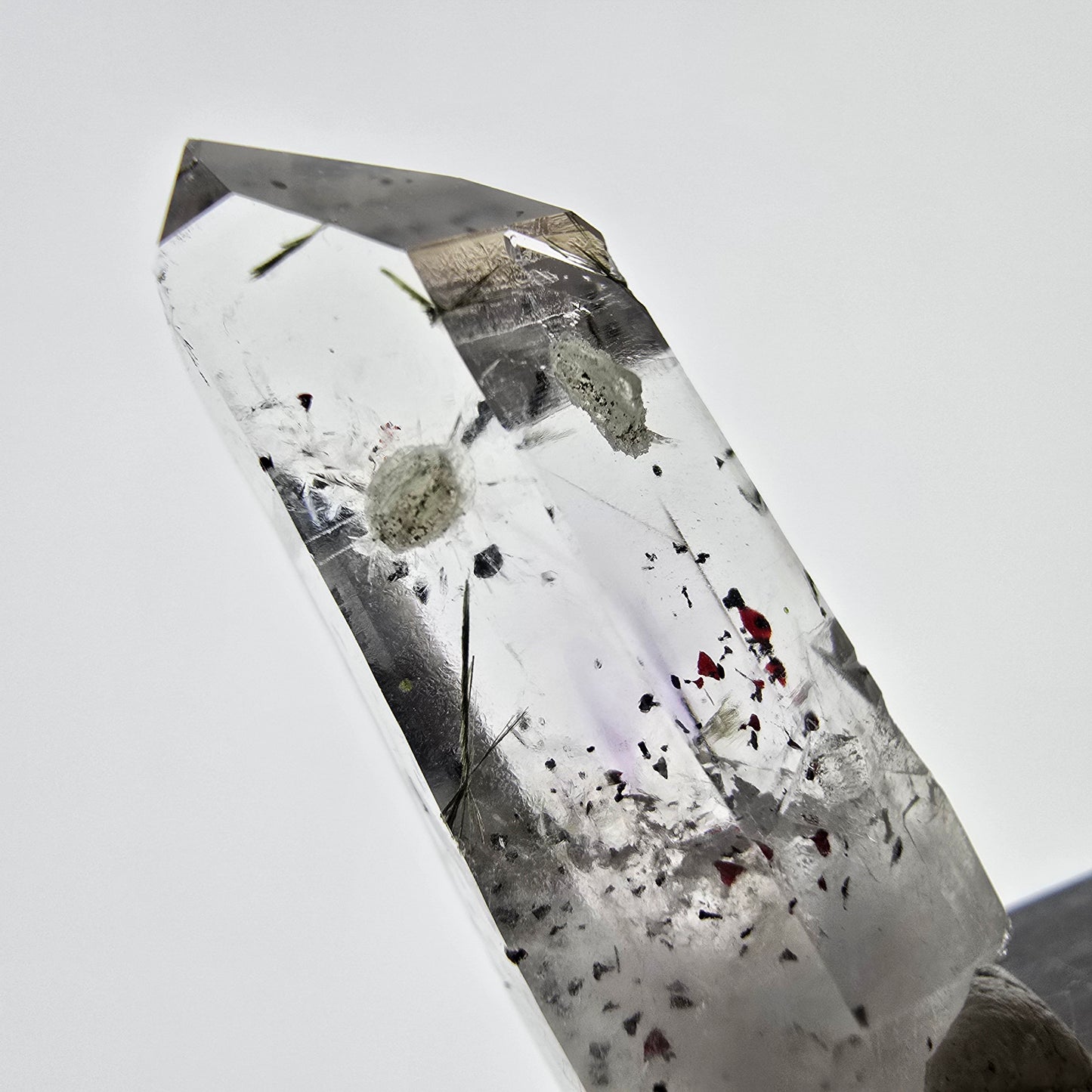 Quartz fumé Harlequin Phantom avec stilbite, mine Epidote Streep, Namibie, 30 x 12 x 11 mm 