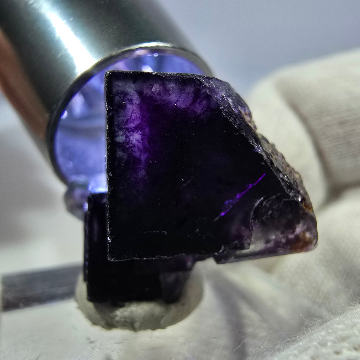 Spécimen rare de cube de fluorite fantôme, vert zonal et violet, Okorusu, Namibie, 24 x 24 x 19 mm 