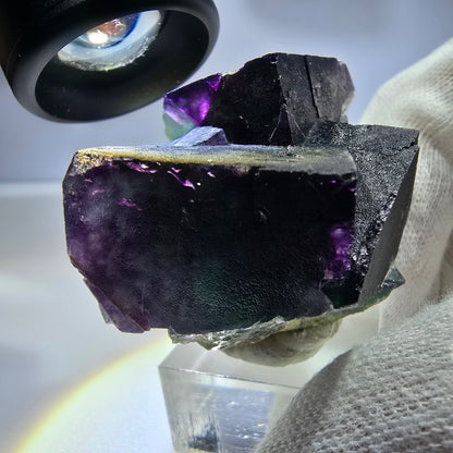 Seltene Phantom Fluorit Würfel Stufe zonal grün lila Okorusu, Namibia 49*38*37mm